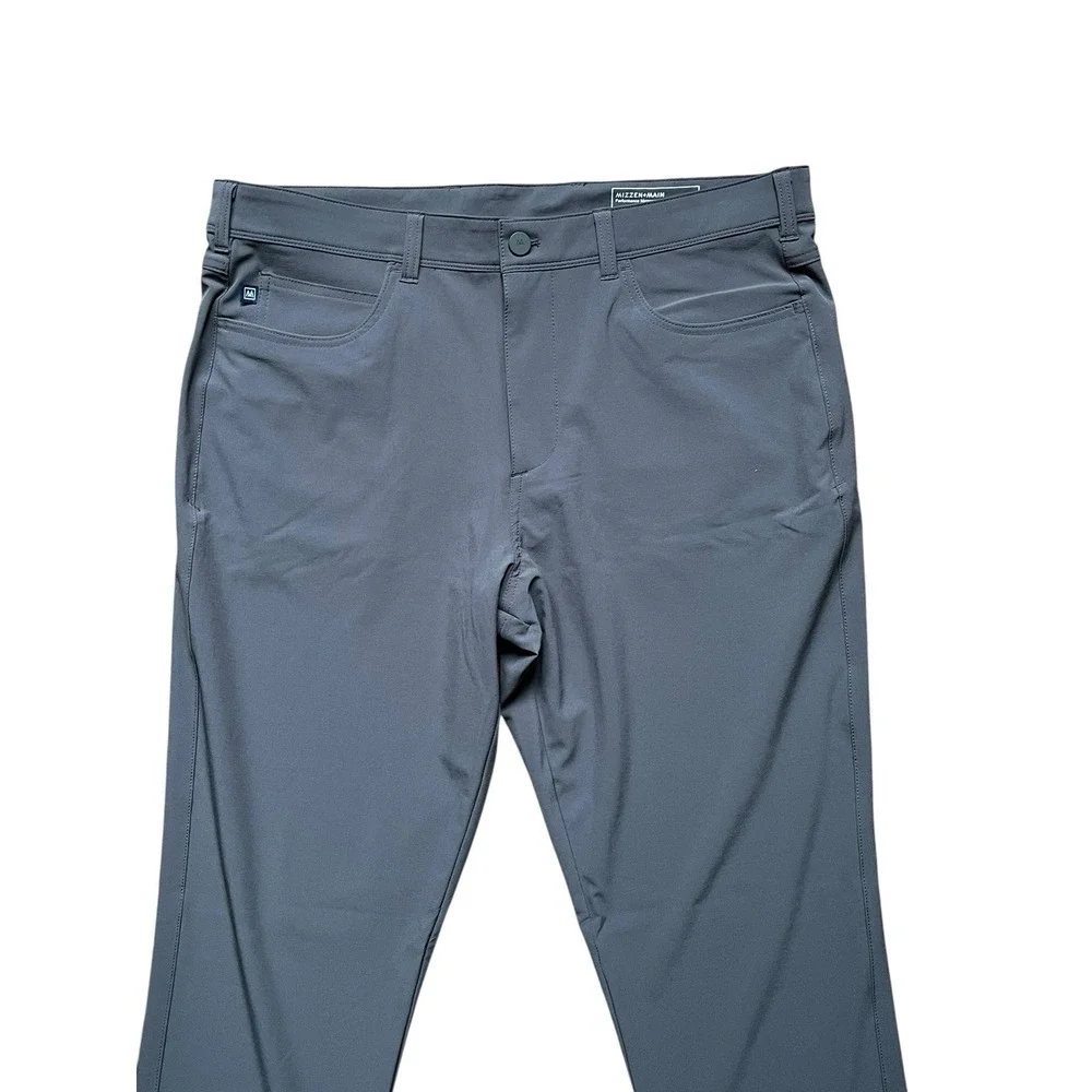 Mizzen+Main Helmsman Chino Pants Mens 36x34 Gray Slim Stretch Performance‎
